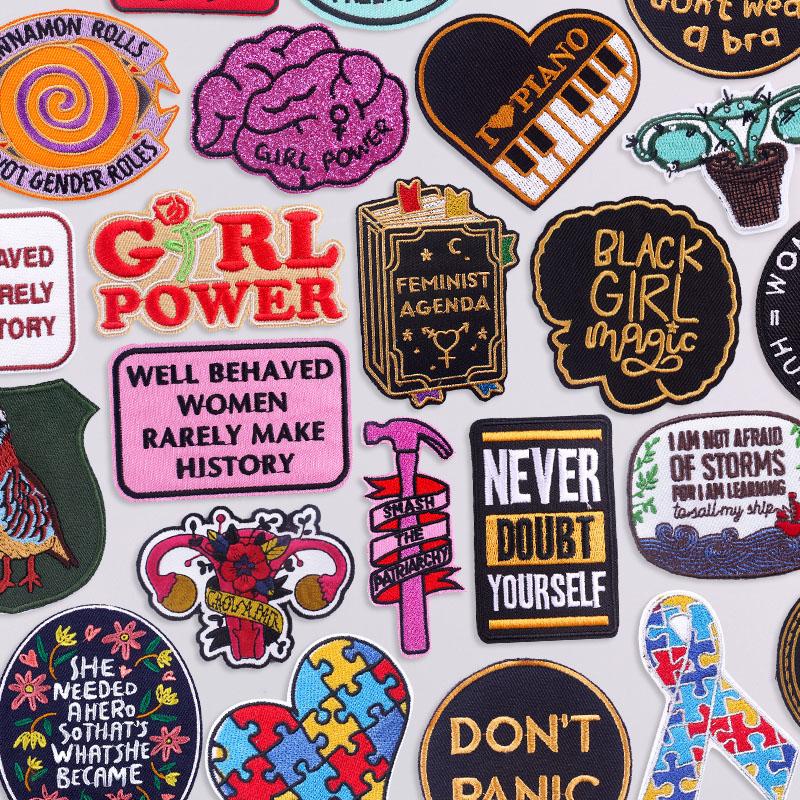 Girl Power Embroidery Patch Iron On Patches For Clothing Thermoadhesiv Patches On Clothes DIY Letters/Phrases Decorate Applique