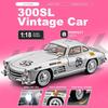 1:Modèle Jouet 300SL 500K Échelle 18 Voitures Vintage Alliage Moulé Sous Pression Portes Ouvertes Amortissement Son Lumière Simulation Modèles de Véhicules