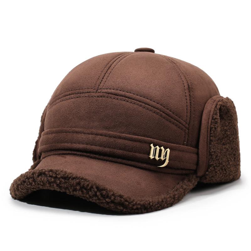 Autumn Winter Woolen Baseball Cap Outdoor Velvet Thick Cap Middle-Aged Men's Warm Ear Protection Bomber Hat
