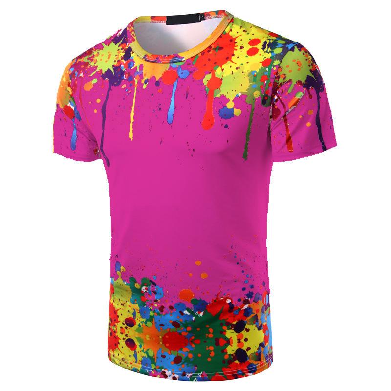 Summer Round Neck 3D Colorful Printed Top Fashionable Casual Short Sleeved Men's T-shirts