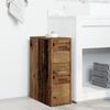 Narrow Bathroom Cabinet with Casters Vintage Wood Look Particleboard