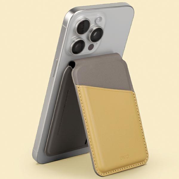 Uniq Lyden Ds Magnetyczny Portfel Rfidi Stojak Na Telefon Żółto-Szary/Canary Yellow-Flint Grey