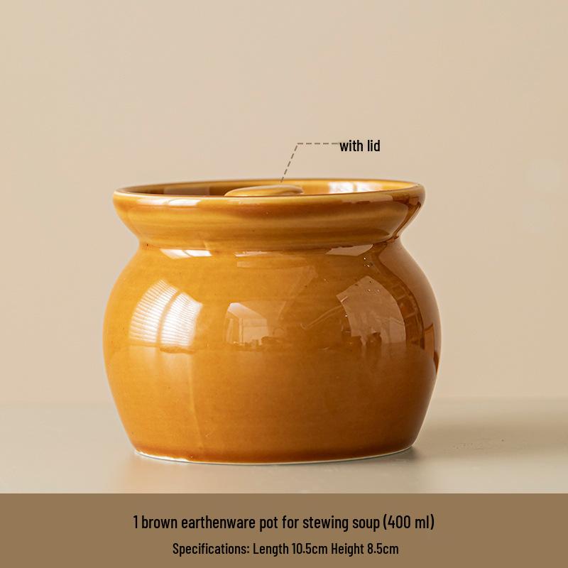 Clay Pot Stew Soup Ceramic with Lid - Sha County Style Single-Person Water Bath Steaming Pot