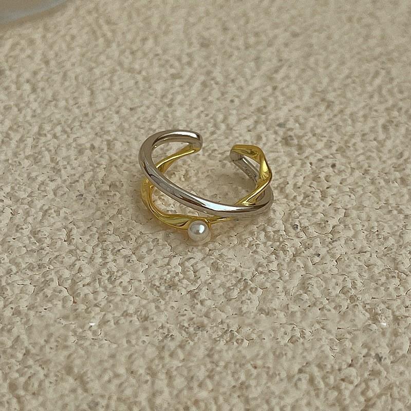 

Жемчужное Модное Инкрустированное Неправильное Кольцо Для Женщин Современный Ins Стиль Подходящий Регулируемый