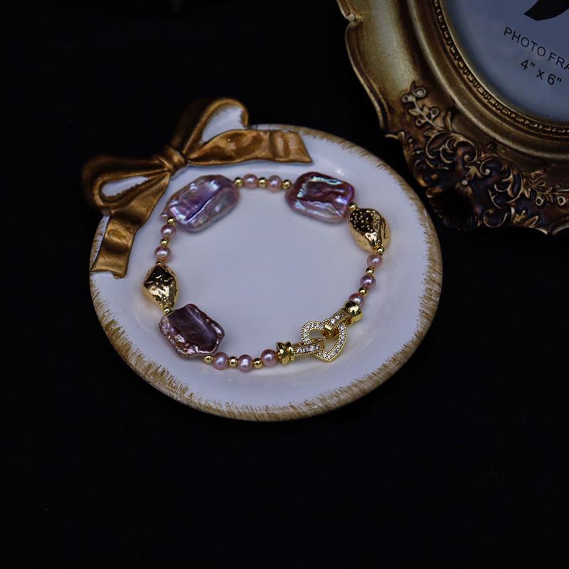 Purple Qi Freshwater Baroque Pearl Bracelet for Women - Personalized, Versatile Ins Style Jewelry