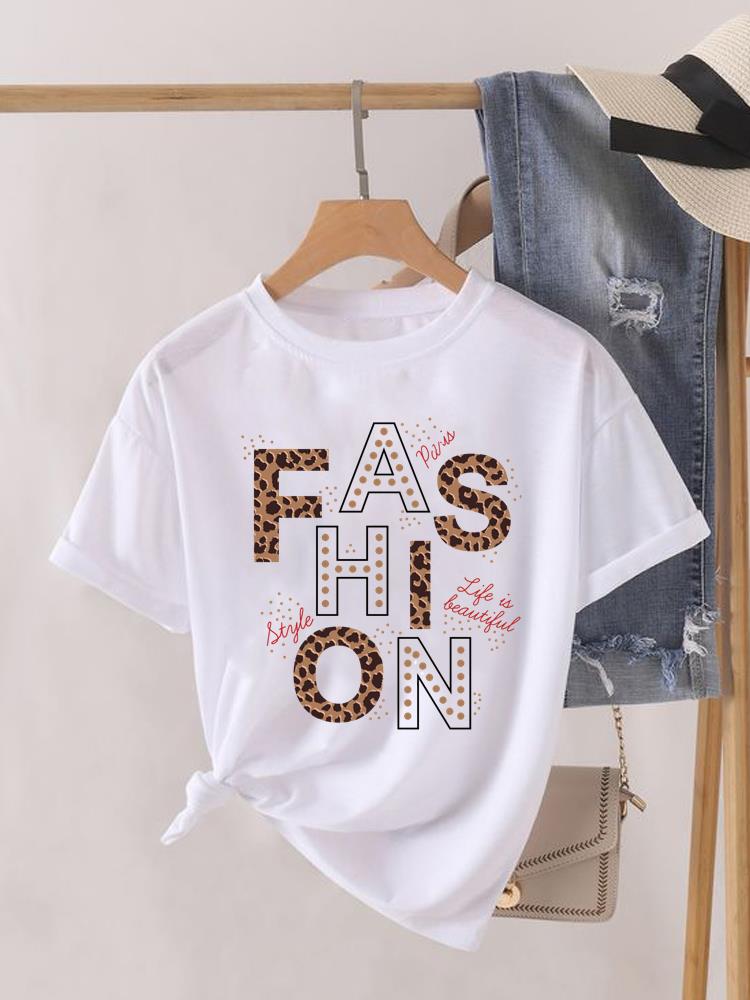 (Asian Size) Cartoon Cute 90s Lady Female Top Printed Fashion Graphic Short Sleeve T-shirts Tee Clothing Women Casual T Shirt