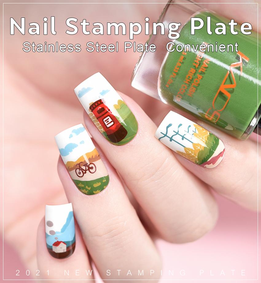 kads Nail Art Stamp Plate Summer 011 Street View Design Stamping Template Nail Stencil Stamp Tool