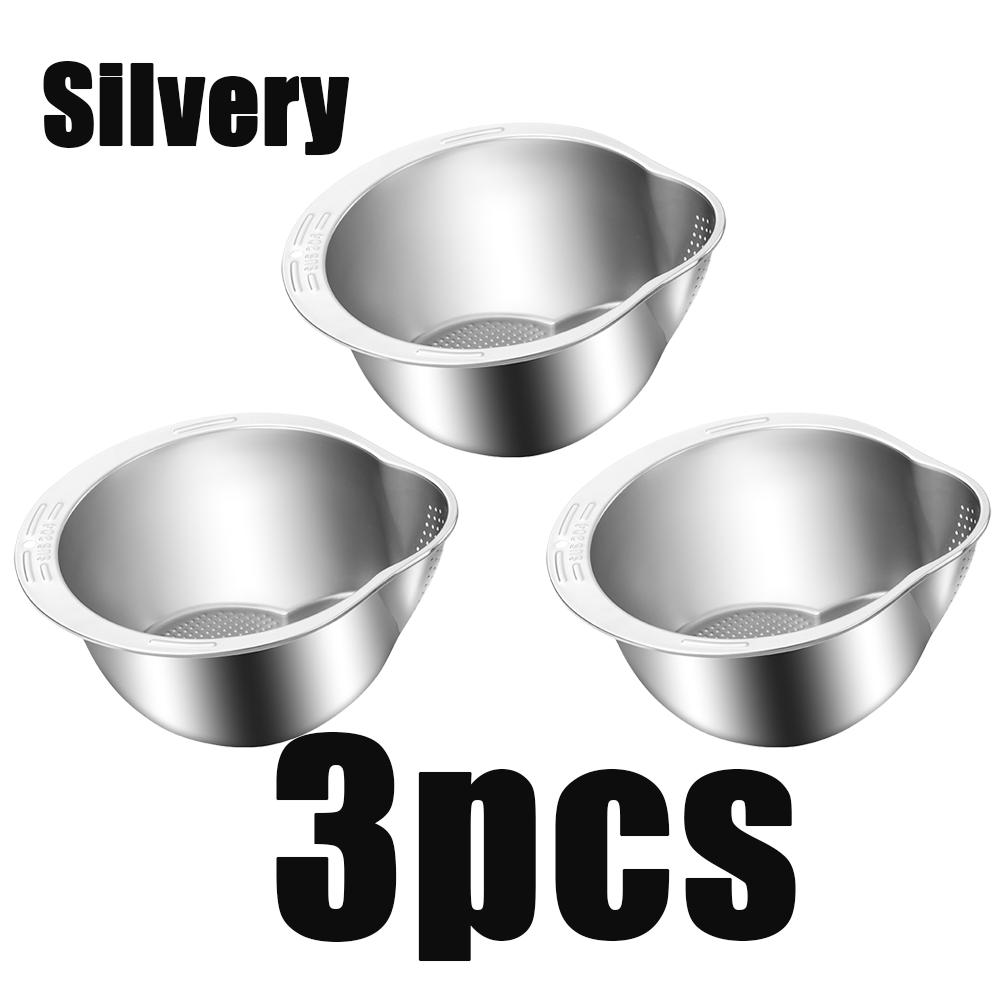 1/2/3pcs Rice Washer 304 Stainless Steel Drain Basket Multi-Function Washing Rice Sieve Colander Vegetable Strainer Kitchen Tool