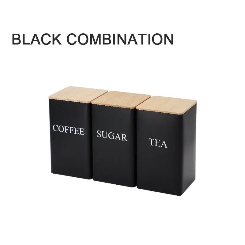 Kaffeebohnenaufbewahrung mit Bambusdeckel, Metall-Teedosen im schlichten Stil, Küchenzubehör