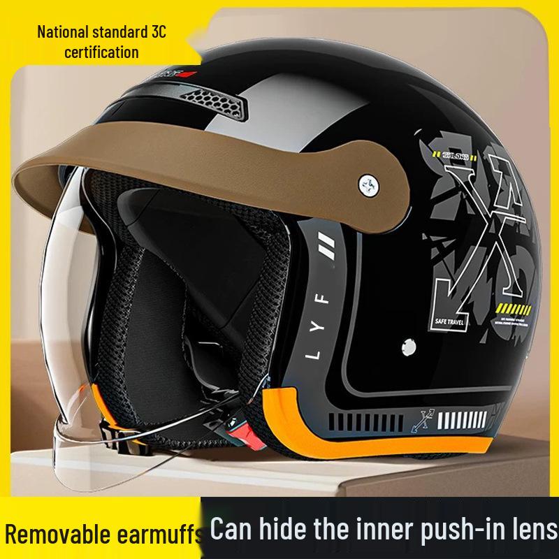 3C Certified Unisex Electric Motorcycle Helmet with All-Season Rainproof & Windproof Visor Adult Genuine