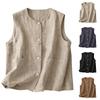 Dámská retro umělecká bavlněná lněná ležérní volná všestranná elegantní vesta
