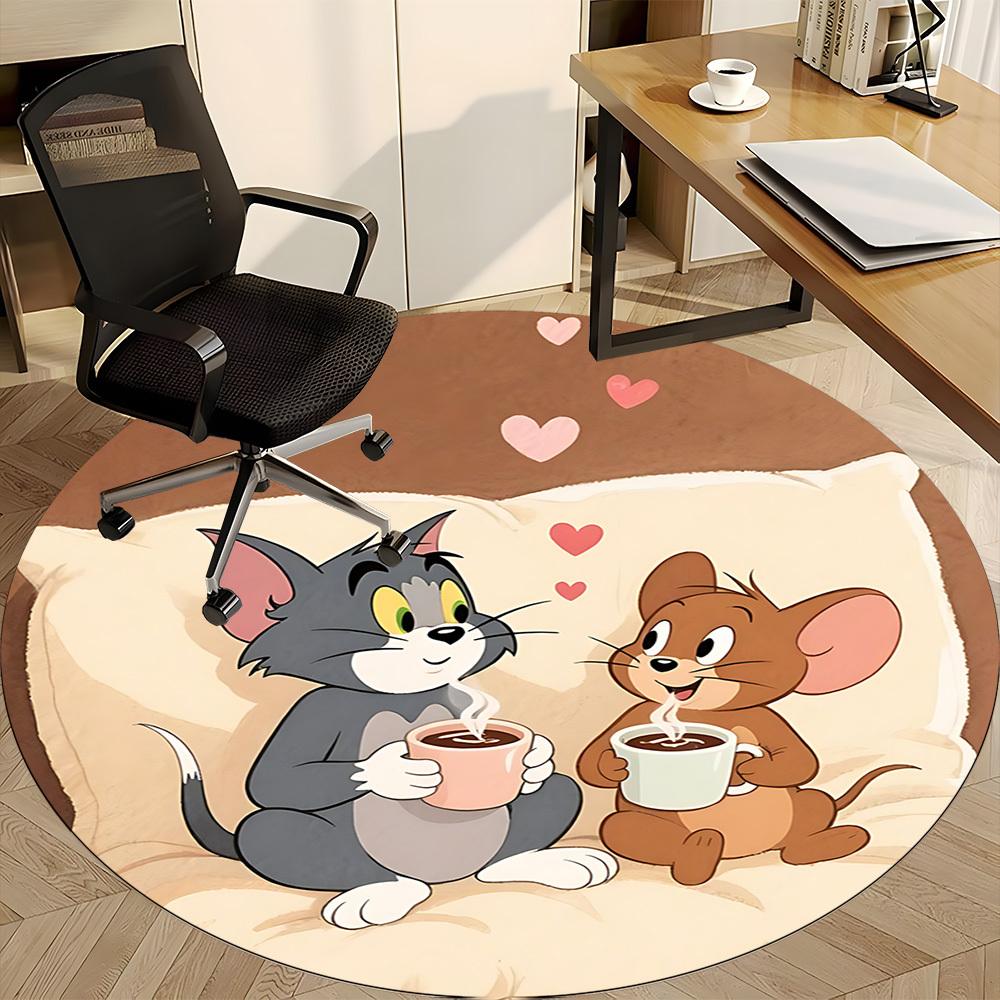 1pcTom Jerry Office Round Area Rug, Indoor Mat Suitable For Office,Bedroom Living Room Home Decor, Room Deco a0928116