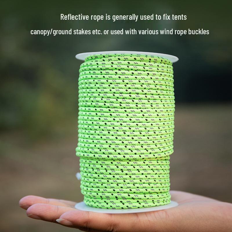 Reflective Glow-in-the-Dark Guyline: Windproof, Fluorescent Rope for Tent and Tarp Anchoring