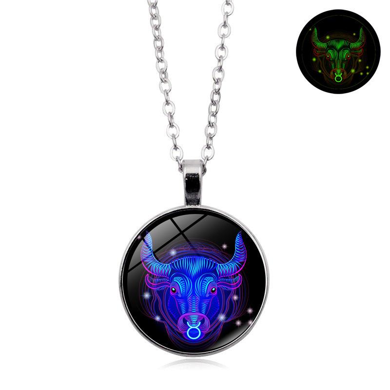 Luminous Twelve Constellations Time Retro Jewelry Student Couple Birthday Gift Pendant Necklace