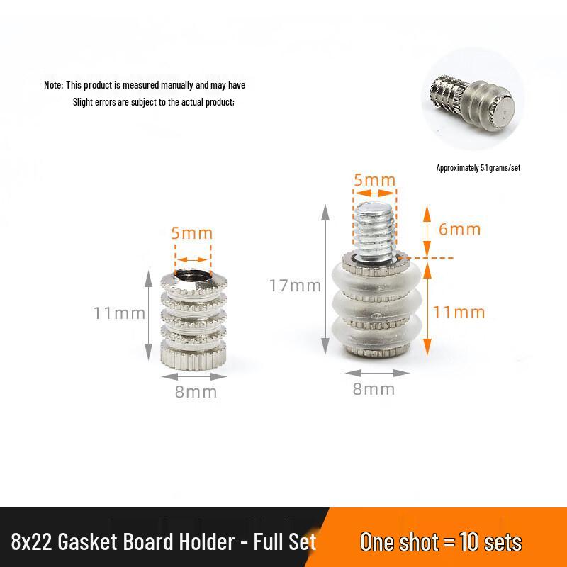 

8x22mm Brass Knurled Shelf Support Bushing with Rubber Ring, 100-Pack