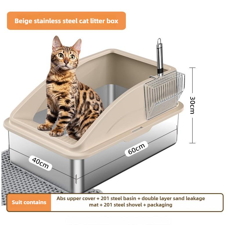 Stainless Steel Cat Litter Box Enclosed Large Cat Toilet Deodorizing Easy To Clean Pet Supplies Anti-corrosion Cat Bedpans