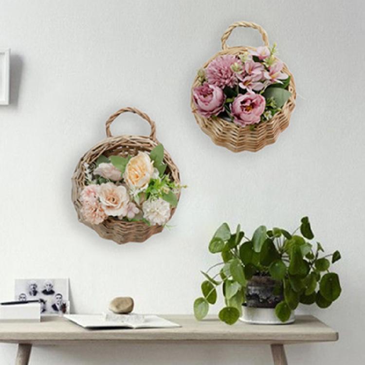 Panier à Fleurs en Osier Rotin Fait Main Suspendu au Mur Pour Jardin Plante Grimpante Pot Support de Plantes Décoration Intérieure Jardinière Murale