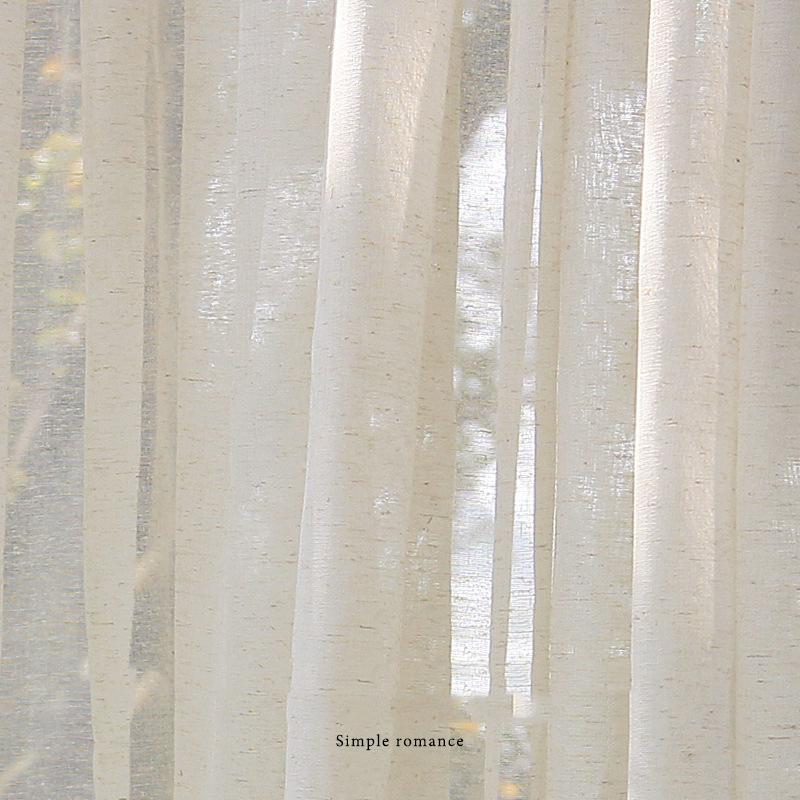 

Japanese Style Vintage Linen Gauze Curtain Translucent Tulle Flax Pure Color Living Room Bedroom Decoration Partition Curtain W130 x H100cm&Threading Rod