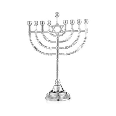 ABMH-Je Gift- 9-Branch Hanukkah Menorah Upgrade Cup W, Candle Holders Star Of David, Non-Tarnishing Design