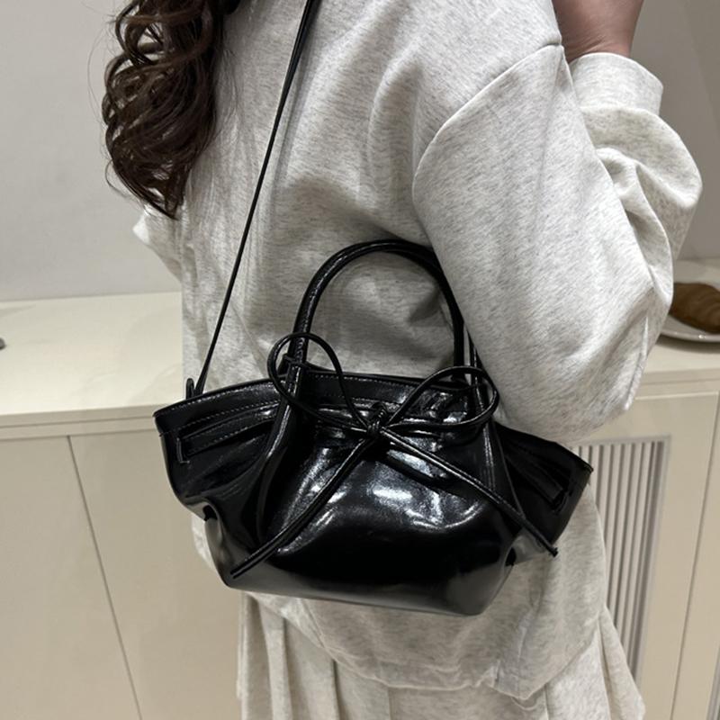 Yogodlns Women's Candy Color Bow Decor Summer Casual Crossbody Bag with Adjustable Strap ,Versatile PU Leather Small Shoulder Bag for Daily Use