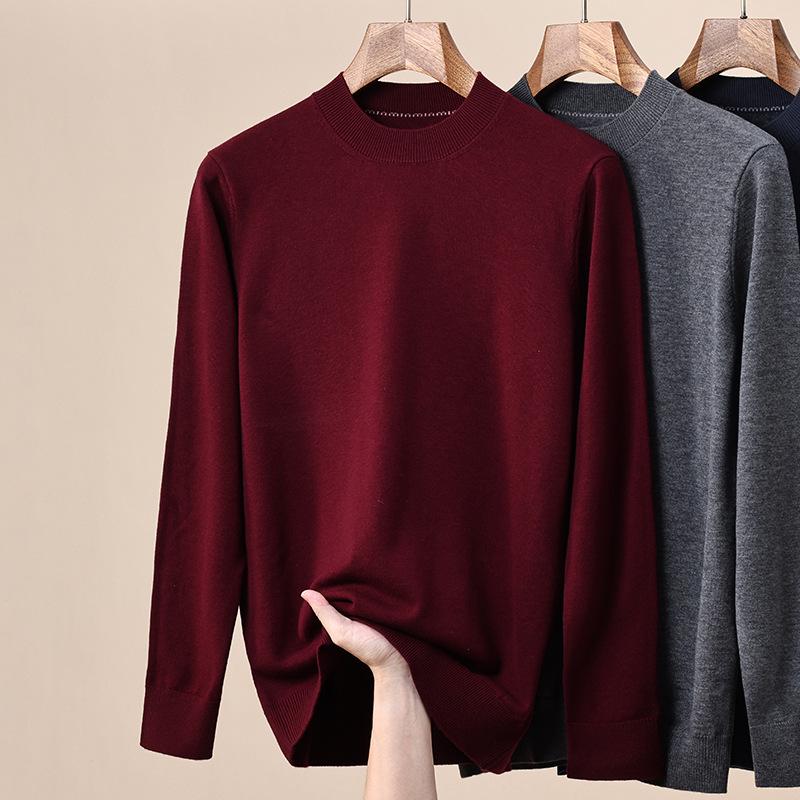 Hengyuanxiang Herren dicker Wollpullover - 100% reine Wolle, Halbhoher Kragen, Herbst/Winter Kollektion 2025
