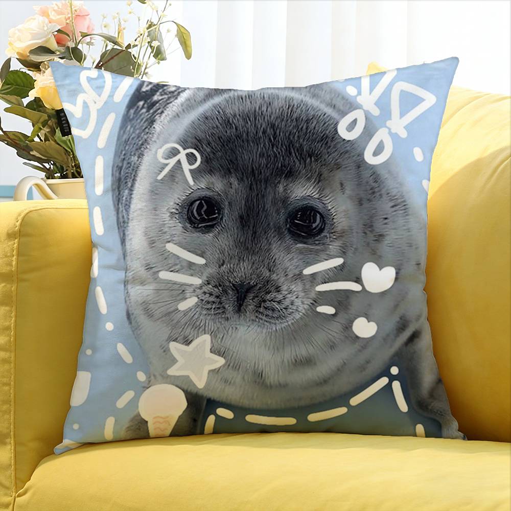 Cute Seal Sea Various Sizes Square Pillow Case For Car Home Bedchamber Decor