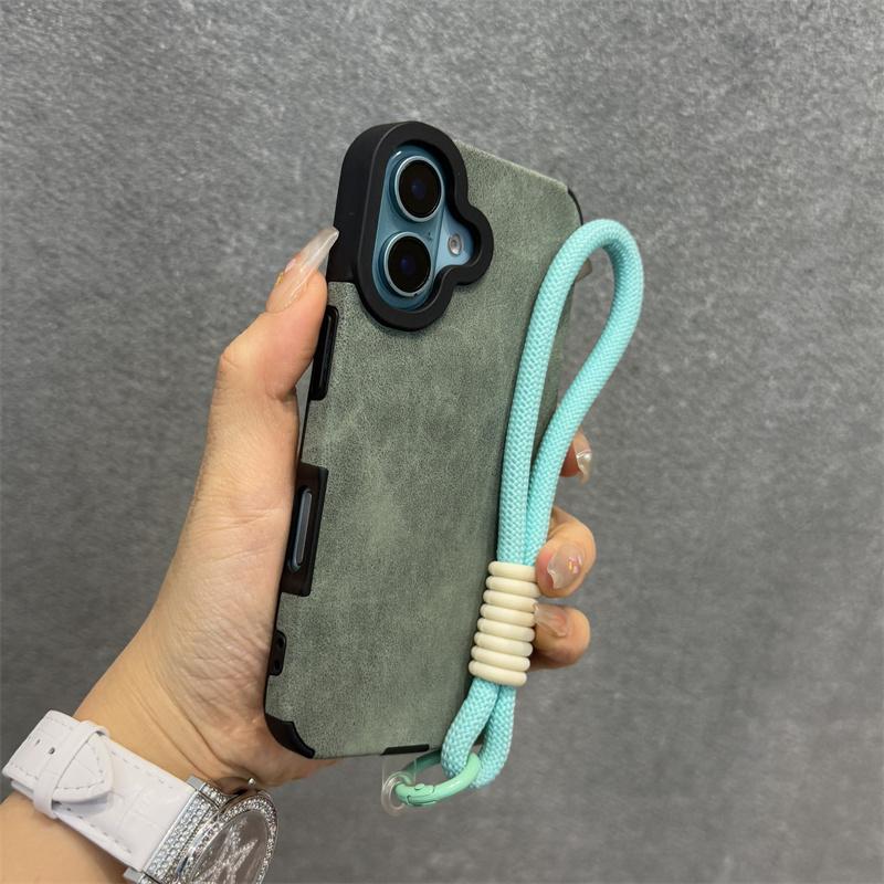 Matte Leather Magnetic Wrist Strap Case For For Iphone 17 16 Pro Max 13 15 12 11 14 Plus For Magsafe Camera Protection Soft Cover
