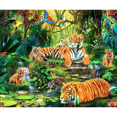 Cross Stitch Kit DIY Diamond Embroidery Forest Tiger Full Round Diamond Painting Mosaic Home Decor