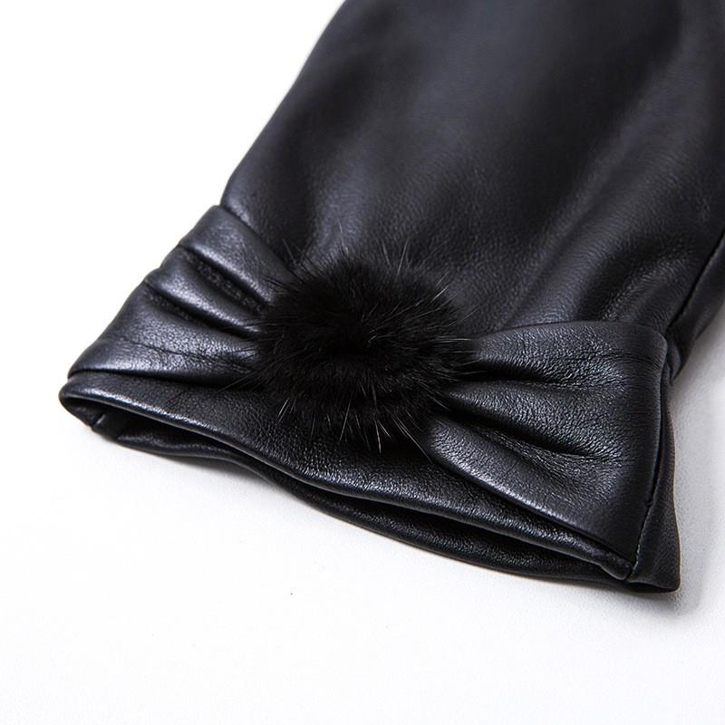 Womens Genuine Leather Winter Gloves Touchscreen Compatible Warm Driving Riding Fashion