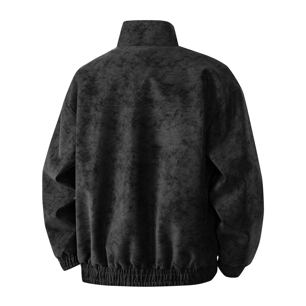 New stand-up collar jacket men's autumn and winter trendy brand suede leather jacket casual versatile fashion leather jacket