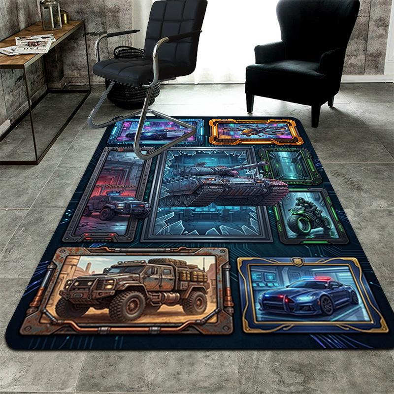 Future Urban Warfare Vehicles Pattern Rug Floor Mat for Living Room or Bedroom Soft and Comfortable Carpet a Gift for Birthday and Holiday.