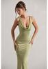 Robe Longue Elegante Satinée Coupe Ajustée Sirène Dos Nu 2025