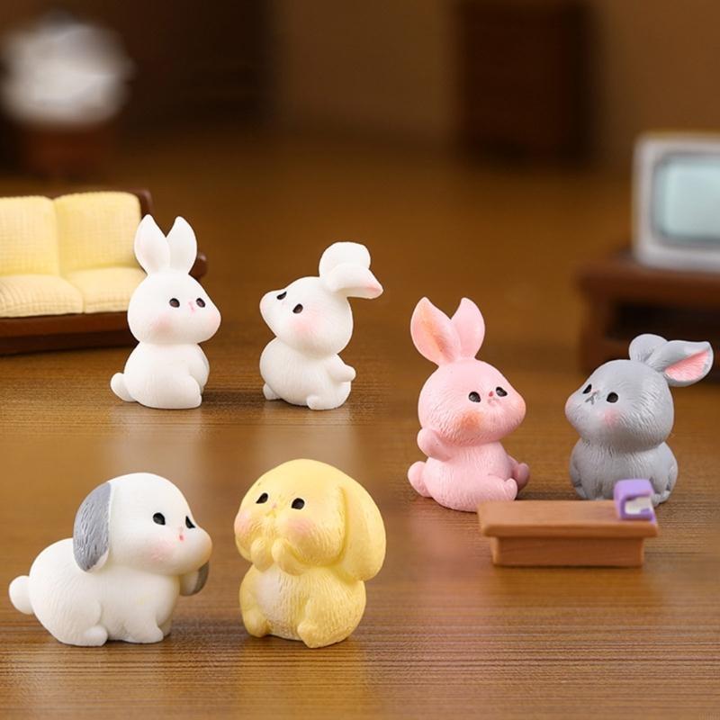 62KD Easter Rabbit Figurine Miniatures Ornament for Home and Shop Decorations