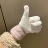 Plush Cartoon Snowman Touchscreen Gloves for Girls - Winter Warm Five-Finger Style
