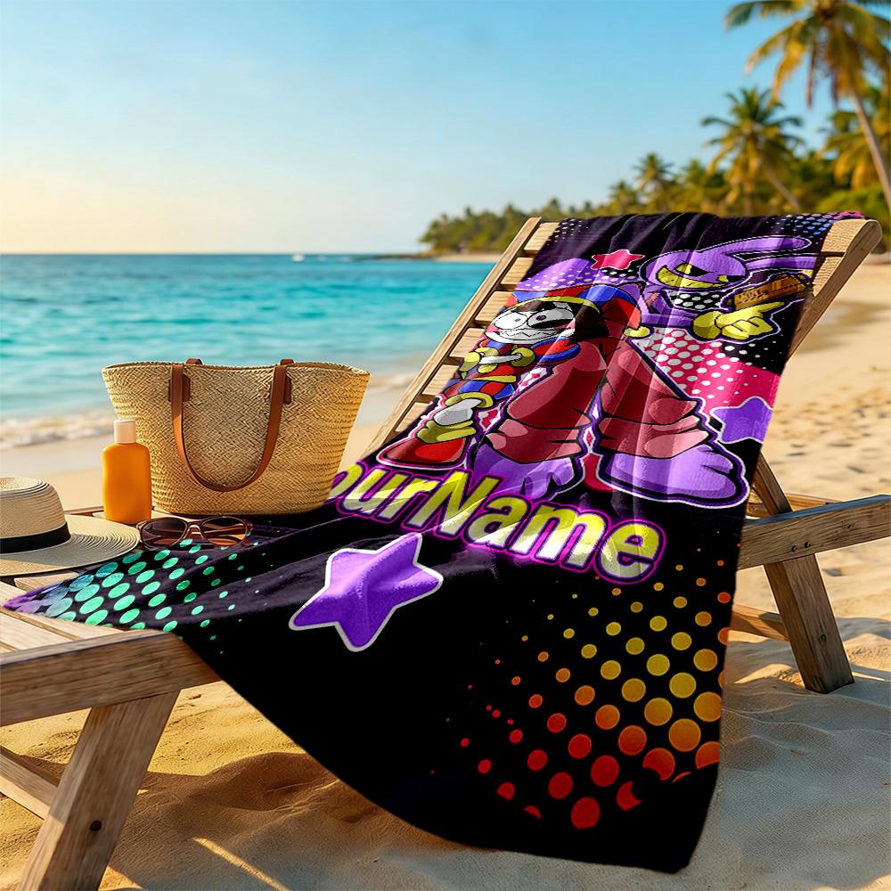 Digital Circus Customize Text Beach Towel Soft Durable Quick-Dry Portable for SwimmingBeachCamping Travel Beach AccessoriesGym