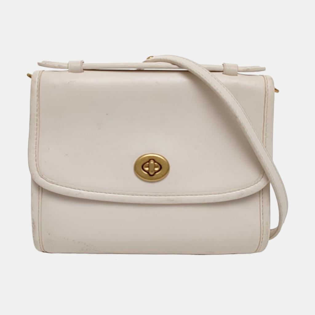 [Pre-Owned] White Leather Crossbody Bag - Good #1NDP2CG