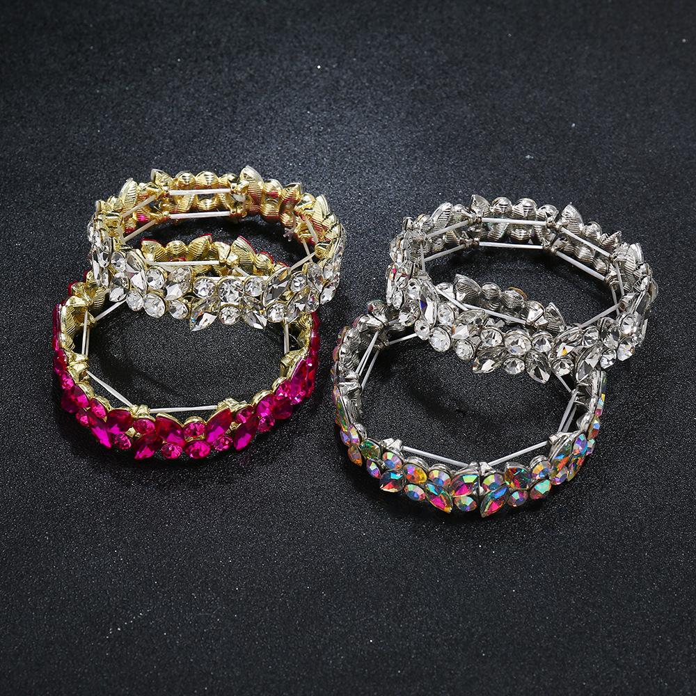 Creative Gorgeous Glass Bracelet, Fashion High-Quality Elastic Inlaid Rhinestone Bracelet For Women