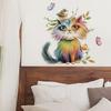 Cartoon Watercolor Cat Bird Butterfly Wall Stickers, Self-Adhesive Decor for Bedroom Kids Room Kitchen Decoration