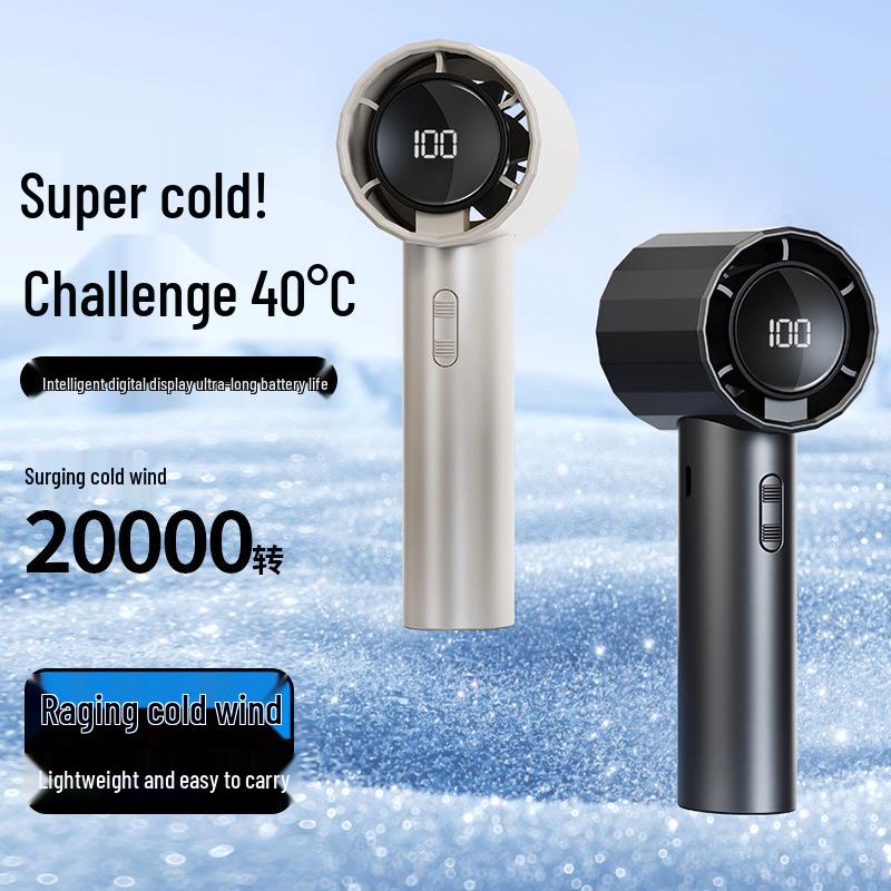 100-Speed Handheld USB Fan with Digital Display - Portable Turbine for Outdoor Camping