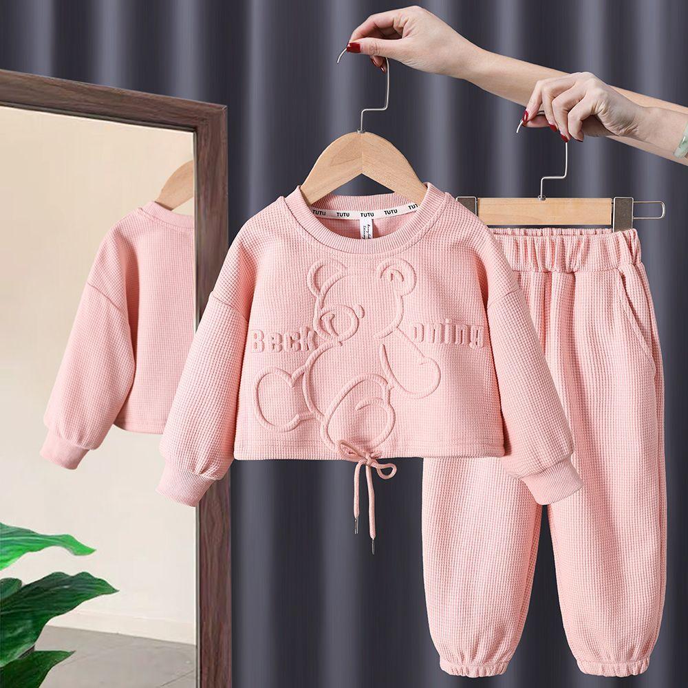 Autumn Kids Girls Clothing Casual Tracksuit Long Sleeve Cartoon Bear Sets Infant Clothes Baby Pants