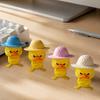 Angry Little Yellow Duck Figurine 4Pcs 3D Printed Figurines, Mini Grumpy with Straw Hat, Compact Ornament for Monitor Stand Cute Cross-Arms
