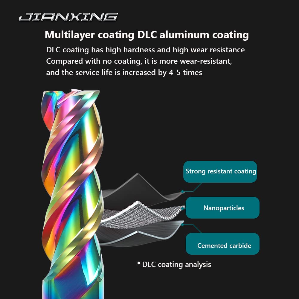 1/4" Extra Long Carbide Square End Mill for Aluminum, Copper Alloy, Plastic, 4" Overall Length End Mill Bits, 3 Flute HRC 55 Deg DLC Coating, CNC