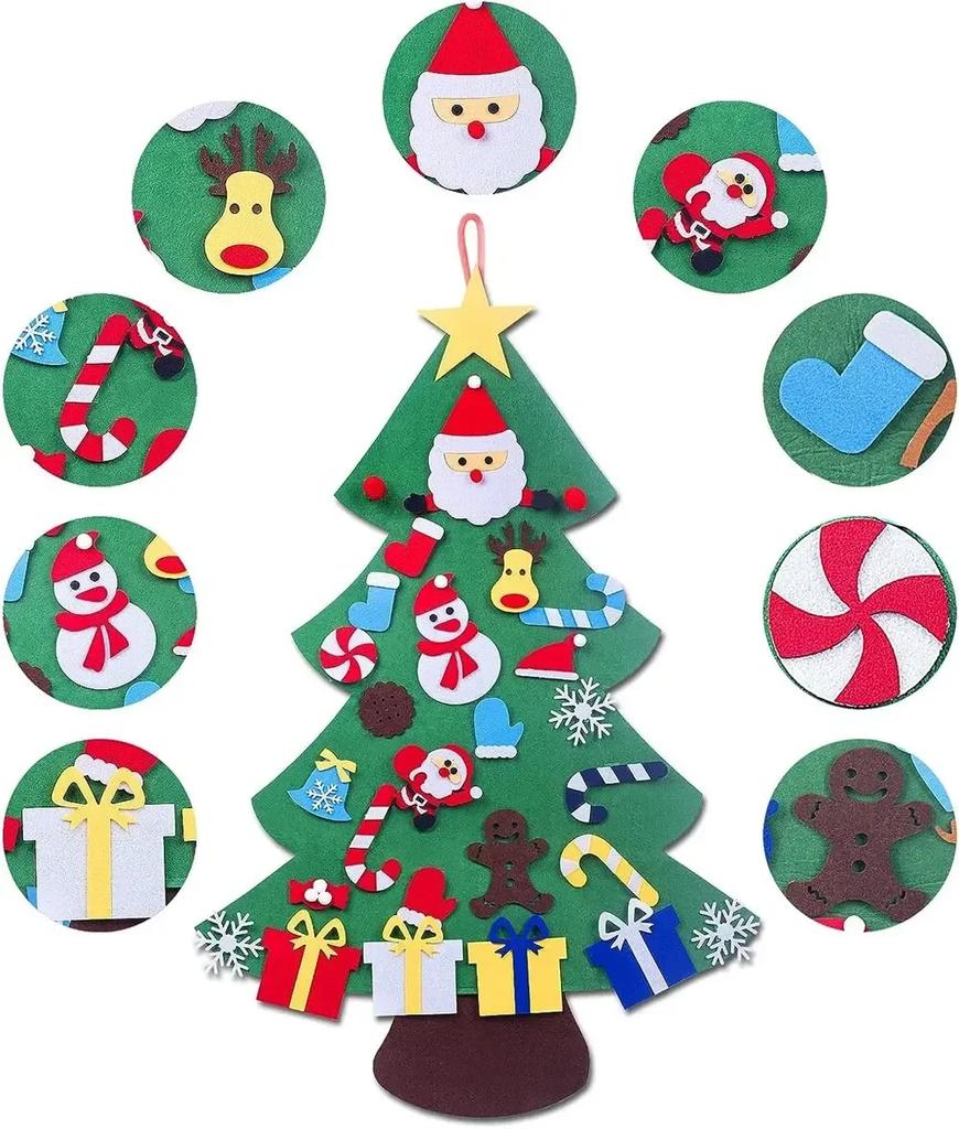 Diy Felt Christmas Tree Christmas Decoration For Home Navidad New Year Christmas Ornaments Santa Christmas Children's Gift 1PC
