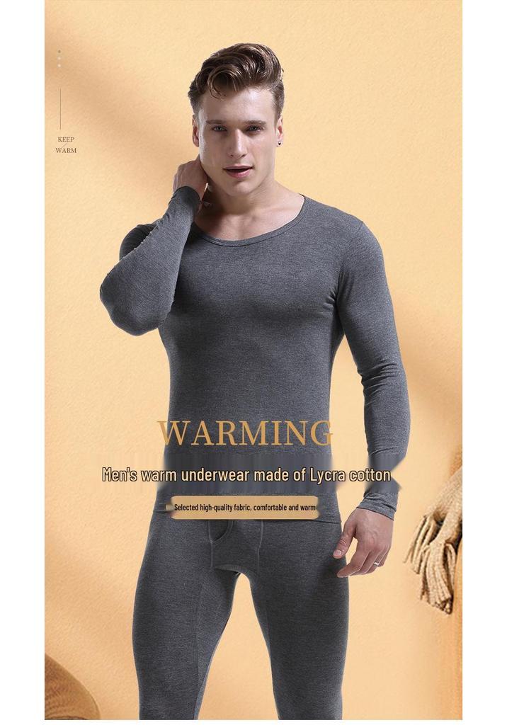 Men's Autumn/Winter Thin Lycra Cotton Base Layer Set: Warm Underwear & Knitwear Pants