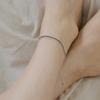 Mimi.J Jewelry 925 Silver Heart Black Chain Double-Line Anklet