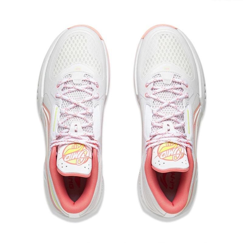 LiNing Qingsu 3 mid men mid top basketball shoes boom tech white pink ABPV019-2