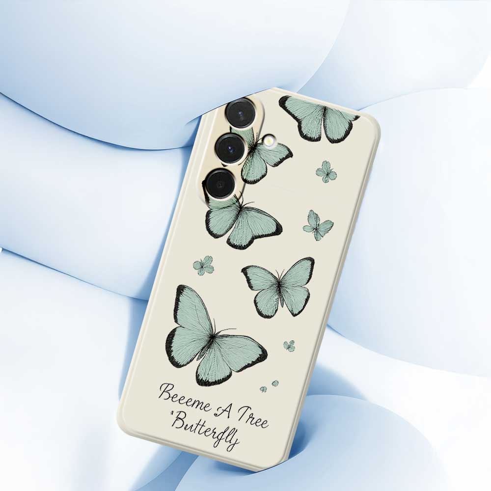 For Samsung Galaxy A36 5G Case Green Butterfly Pattern Printing Straight Edge TPU Phone Back Cover