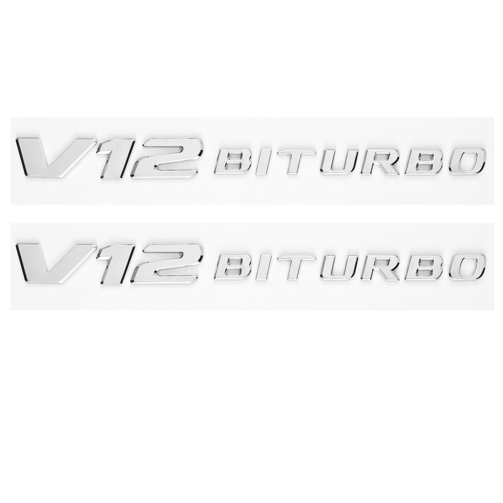 Letter Emblem for Mercedes Benz AMG V12BITURBO V8 BITURBO 4MATIC+ Car Styling Fender Logo Sticker Chrome Black Red