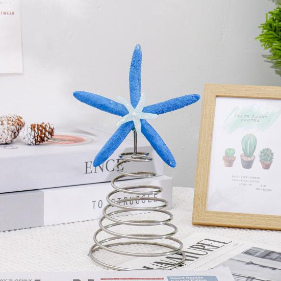 Starfish Christmas Tree Topper Resin Starfish Decoration with Spiral Wire Base Xmas Tree Decoration Starfish for Home Office Parties