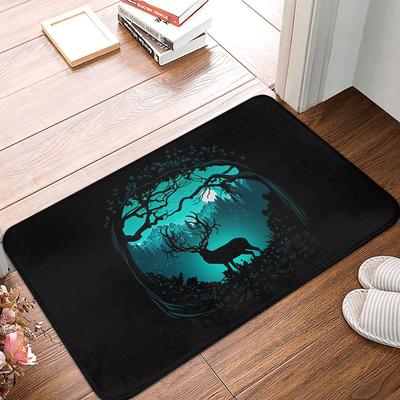Dark Forest Deer Doormat Anti-Slip Kitchen Bath Mat Toilet Floor Door Entrance Carpet Rug
